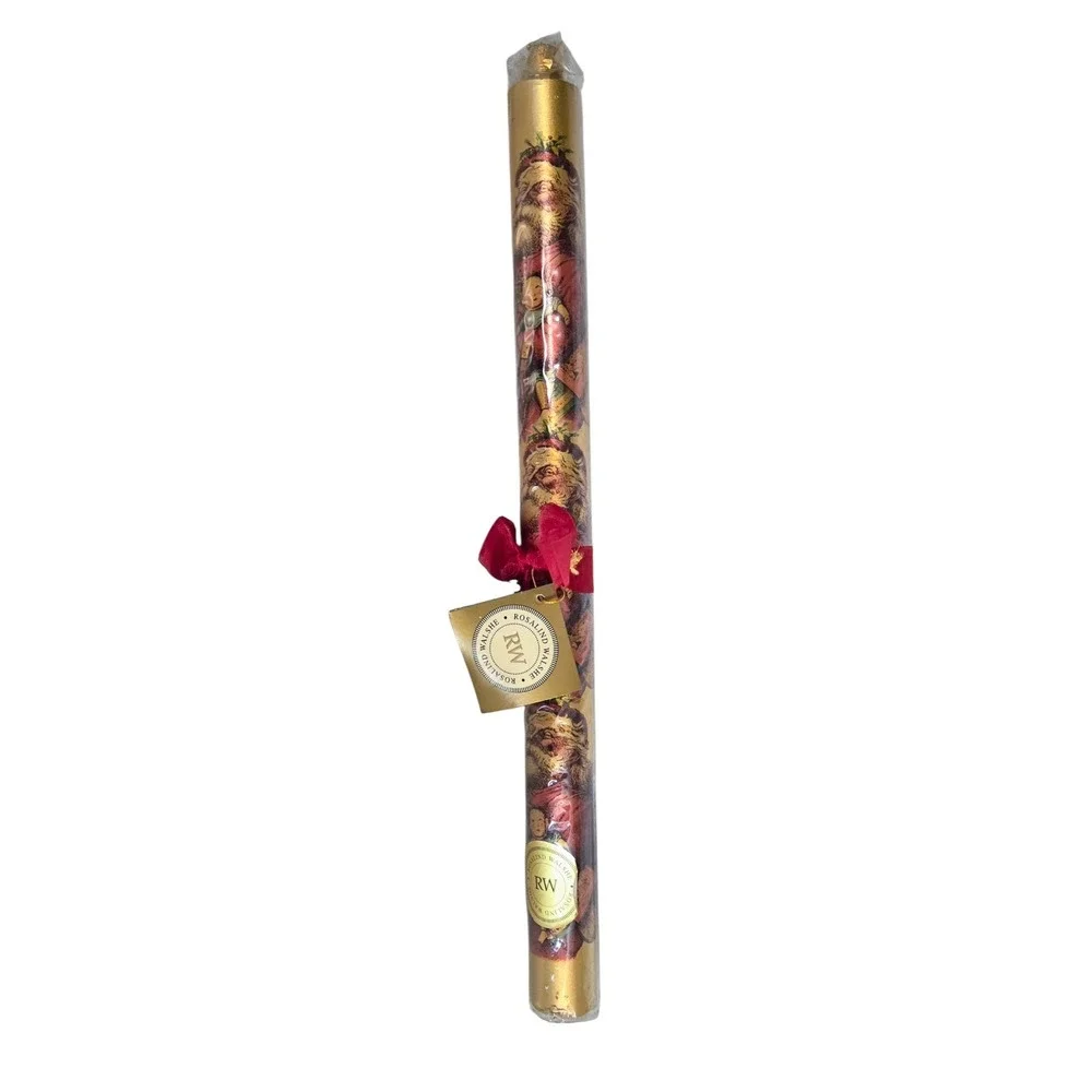 Vintage Rosalind Walshe Victorian‎ Style Christmas Candle Santa Toys Gold 16